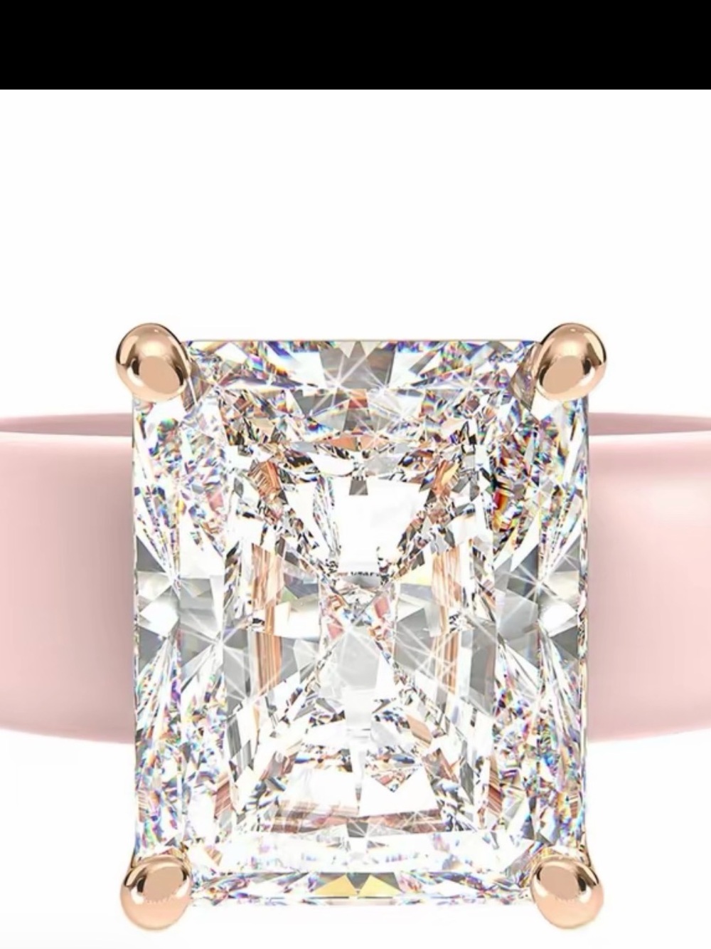 Rose Gold Solitaire Emerald-Cut Ring with Clear Stone